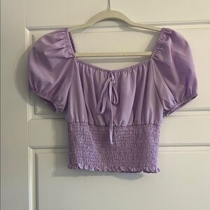 Purple Puff Sleeve Women's Top